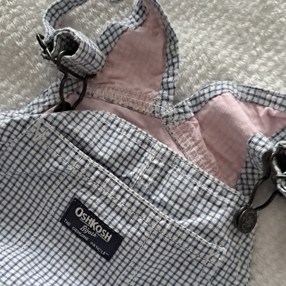4/$20- OshKosh B'gosh Kids Gingham Overalls - Blue and White - Picture 4 of 4